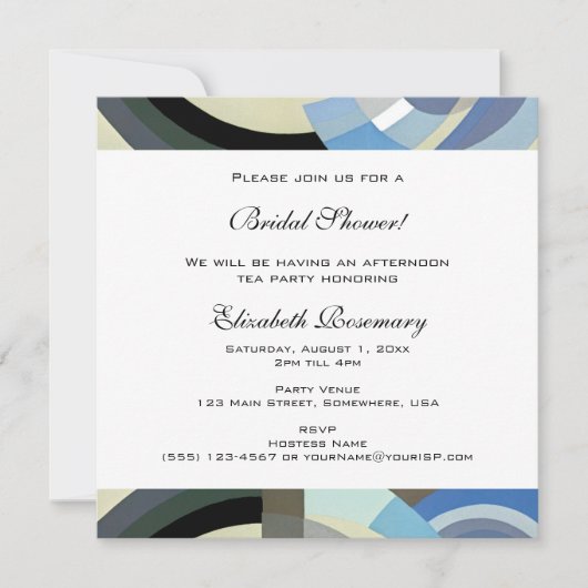 ヴィンテージブライダルシャワー、レトロアールデコジャズ 招待状 (正面)