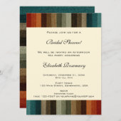 ヴィンテージブライダルシャワー、暖かい秋のストライプ 招待状 (正面/裏面)