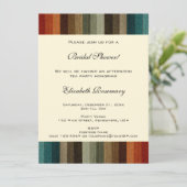 ヴィンテージブライダルシャワー、暖かい秋のストライプ 招待状 (スタンド正面)