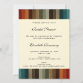 ヴィンテージブライダルシャワー、暖かい秋のストライプ 招待状 (正面)