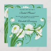 ヴィンテージブライダルシャワー、白ガーベラデイジー花 招待状 (正面/裏面)