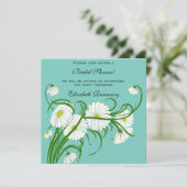 ヴィンテージブライダルシャワー、白ガーベラデイジー花 招待状 (スタンド正面)