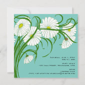 ヴィンテージブライダルシャワー、白ガーベラデイジー花 招待状 (裏面)