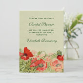 ヴィンテージブライダルシャワー、赤いポピーの花フローラ 招待状 (スタンド正面)