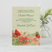 ヴィンテージブライダルシャワー、赤いポピーの花フローラ 招待状 (スタンド正面)