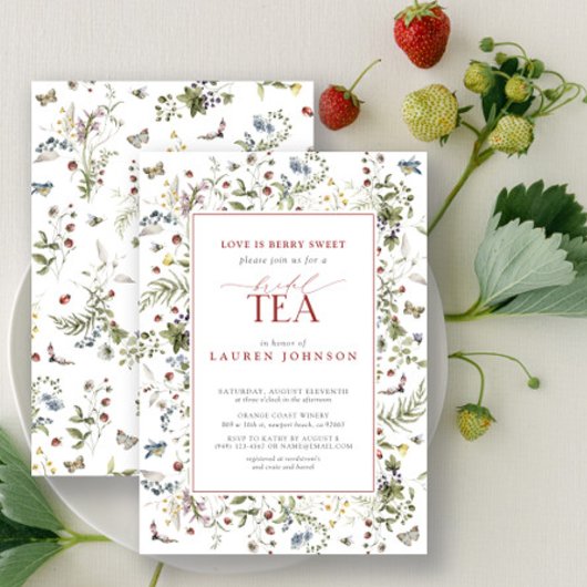 ヴィンテージブライダルティーワイルドフラワーラブズベリースウィート 招待状
