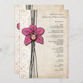 ヴィンテージブライトピンクオーキッド結婚式 プログラム (正面/裏面)