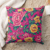 ヴィンテージブライトピンクチノワリー大フローラ クッション (ブランケット)