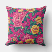 ヴィンテージブライトピンクチノワリー大フローラ クッション (正面)