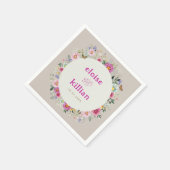 ヴィンテージブライトワイルドフラワー結婚チョウ スタンダードカクテルナプキン (角)