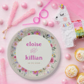 ヴィンテージブライトワイルドフラワー結婚チョウ ペーパープレート (パーティー)