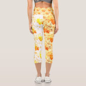 ヴィンテージブライト鮮やかイエローオレンジ秋フローラ カプリレギンス (裏面)
