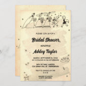 ヴィンテージブライドメイド式レトロブライダルシャワー 招待状 (正面/裏面)