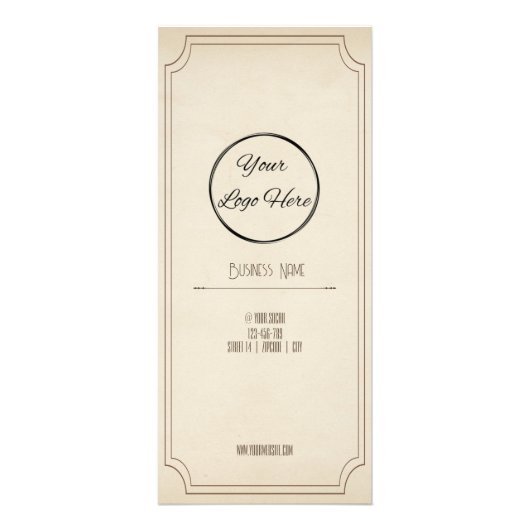 ヴィンテージブラウンとロゴ付きブティック価格リスト ラックカード (正面)