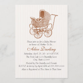 ヴィンテージブラウンのベビーカー　ベビーシャワー 招待状
