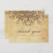 ヴィンテージブラウンの結婚式のお礼カード サンキューカード (正面/裏面)