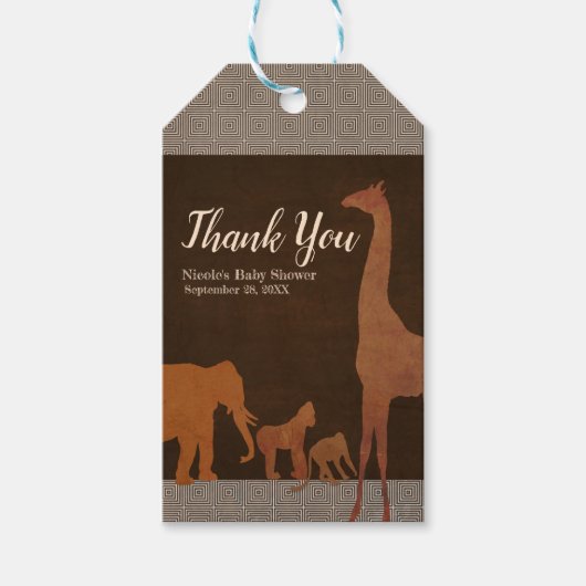 ヴィンテージブラウンアフリカサファリジャングル動物園のお気に入り ギフトタグ (正面)