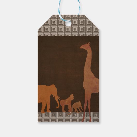 ヴィンテージブラウンアフリカサファリジャングル動物園のお気に入り ギフトタグ (裏面)