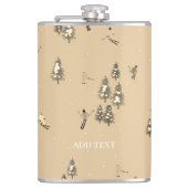 ヴィンテージブラウンウィンタースキーヤーズスキーパターン フラスク (正面)