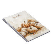 ヴィンテージブラウンウォーターカラーカボチャ名前をカスタムする ノートブック (右側)