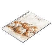 ヴィンテージブラウンウォーターカラーカボチャ名前をカスタムする ノートブック (左側)