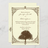 ヴィンテージブラウンオークツリーオンクリーム結婚式招待状 招待状 (正面/裏面)