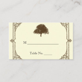 ヴィンテージブラウンオークツリークリー結婚ム座席表 プレイスカード