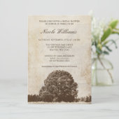 ヴィンテージブラウンオークツリーブライダルシャワー招待 招待状 (スタンド正面)