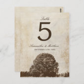 ヴィンテージブラウンオークツリー秋の結婚式テーブル番号 ポストカード (正面/裏面)