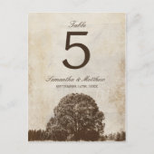 ヴィンテージブラウンオークツリー秋の結婚式テーブル番号 ポストカード (正面)