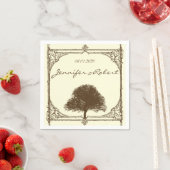 ヴィンテージブラウンオークツリー結婚オン スタンダードカクテルナプキン (インサイチュ)