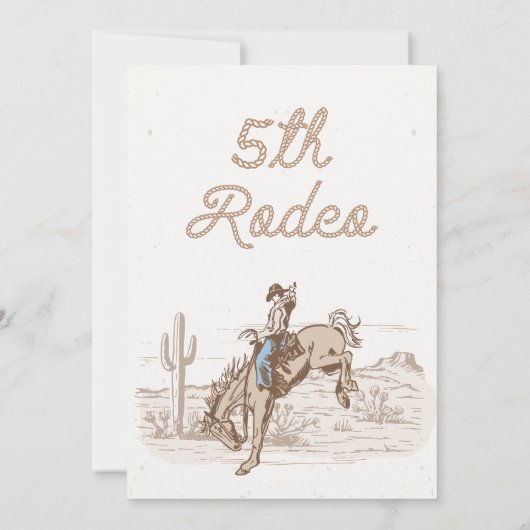 ヴィンテージブラウンカウボーイフィフスロデオ5誕生日 招待状 (裏面)