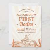 ヴィンテージブラウンカウボーイ1stロデオ誕生日 招待状 (正面)