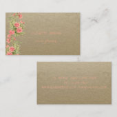 ヴィンテージブラウンクラフト紙、レース、バラ 名刺 (正面/裏面)