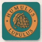 ヴィンテージブラウングリーンホップビールインクアートグラフィックス コースター (正面)