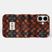 ヴィンテージブラウンダイヤモンド革モノグラム Case-Mate iPhoneケース (裏面 (横))