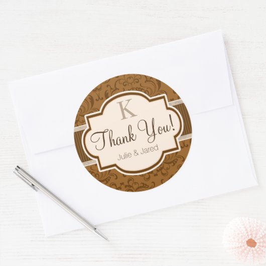 ヴィンテージブラウンダマスクありがとう ラウンドシール (封筒)