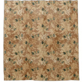 ヴィンテージブラウンダマスクフローラグリーンドラゴンバエ シャワーカーテン (正面)