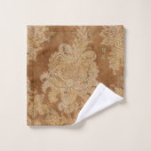 ヴィンテージブラウンダマスクフローラティール（緑がかった色） バスタオルセット (ウォッシュタオル)