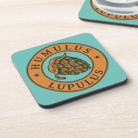 ヴィンテージブラウンダークグリーンホップビアーインクアートスタイル コースター (左側)