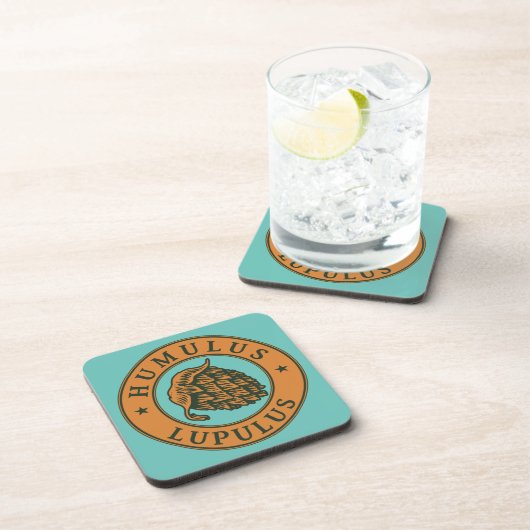 ヴィンテージブラウンダークグリーンホップビアーインクアートスタイル コースター (右側)