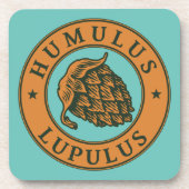 ヴィンテージブラウンダークグリーンホップビアーインクアートスタイル コースター (正面)
