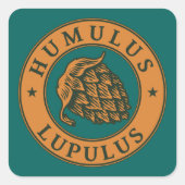 ヴィンテージブラウンダークグリーンホップビアーインクアートスタイル スクエアシール (正面)