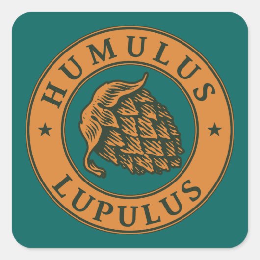 ヴィンテージブラウンダークグリーンホップビアーインクアートスタイル スクエアシール (正面)