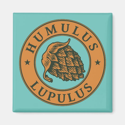 ヴィンテージブラウンダークグリーンホップビアーインクアートスタイル マグネット (正面)