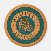 ヴィンテージブラウンダークグリーンホップビアーインクアートスタイル マグネット (正面)