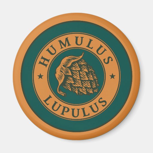 ヴィンテージブラウンダークグリーンホップビアーインクアートスタイル マグネット (正面)