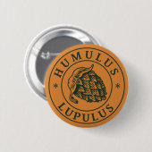 ヴィンテージブラウンダークグリーンホップビアーインクアートスタイル 缶バッジ (正面&裏面)