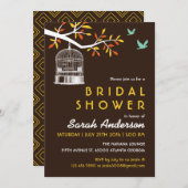 ヴィンテージブラウンバードケージブライダルシャワー招待 招待状 (正面/裏面)