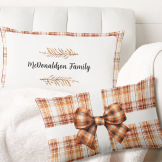 ヴィンテージブラウンパーソナライズされたオレンジ名親ギフト ランバークッション